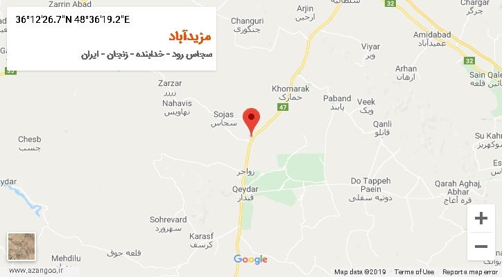 روستای مزیدآباد بر روی نقشه