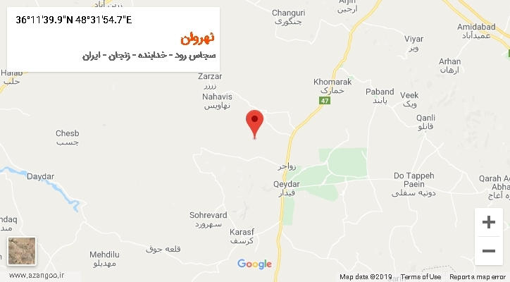 روستای نهروان بر روی نقشه