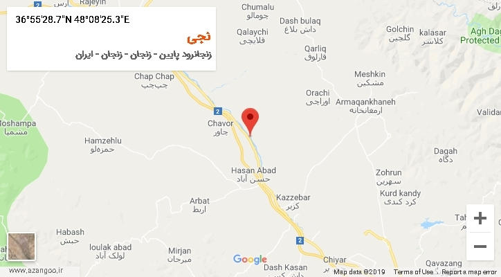 روستای نجی بر روی نقشه