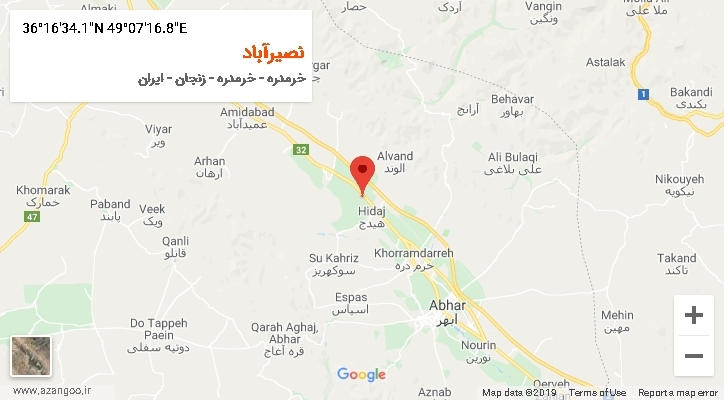 روستای نصیرآباد بر روی نقشه