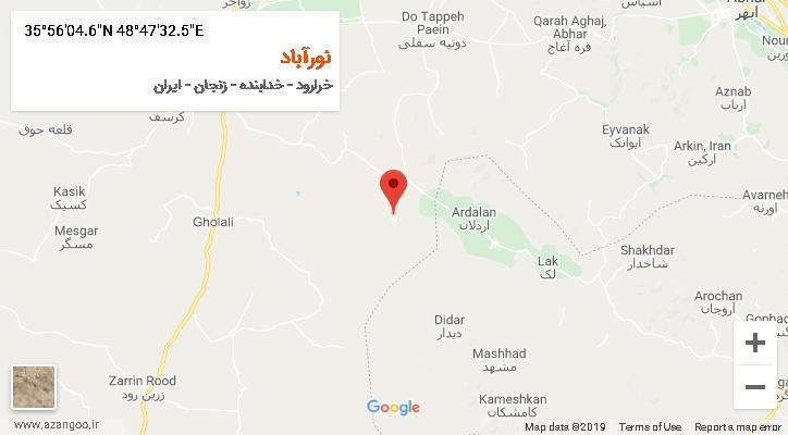 روستای نورآباد بر روی نقشه