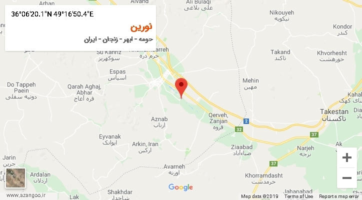 روستای نورین بر روی نقشه