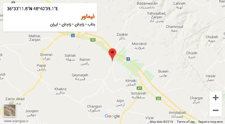 روستای نیماور بر روی نقشه