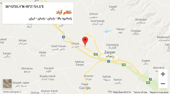 روستای نظام آباد بر روی نقشه