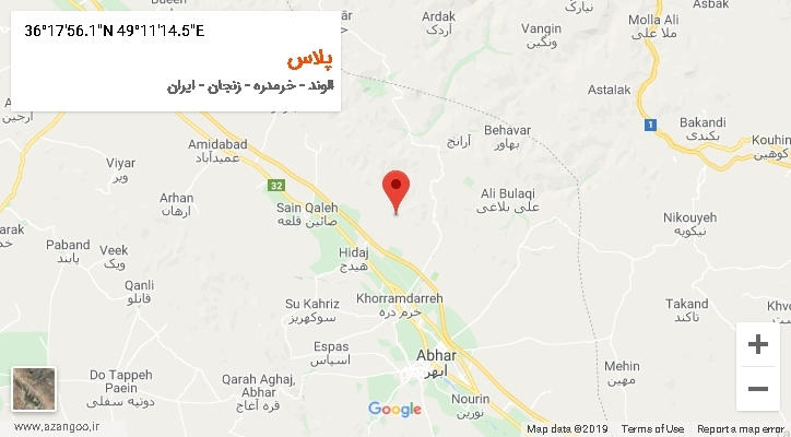 روستای پلاس بر روی نقشه