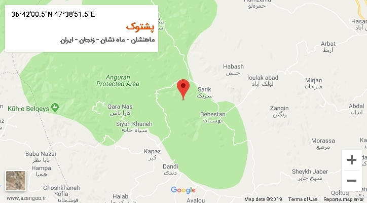 روستای پشتوک بر روی نقشه