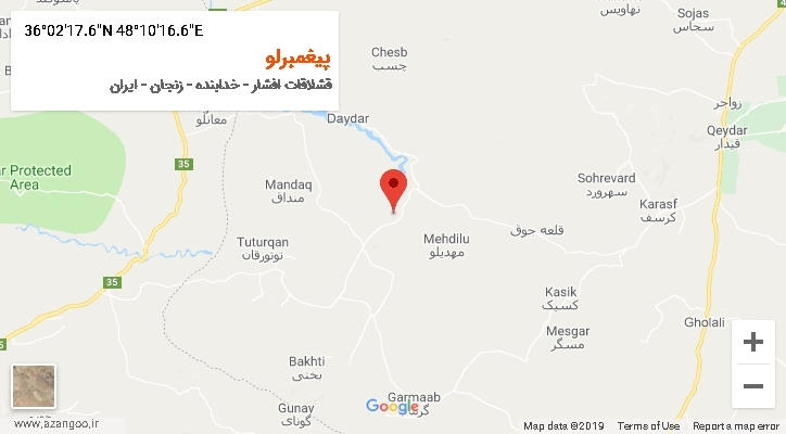 روستای پیغمبرلو بر روی نقشه