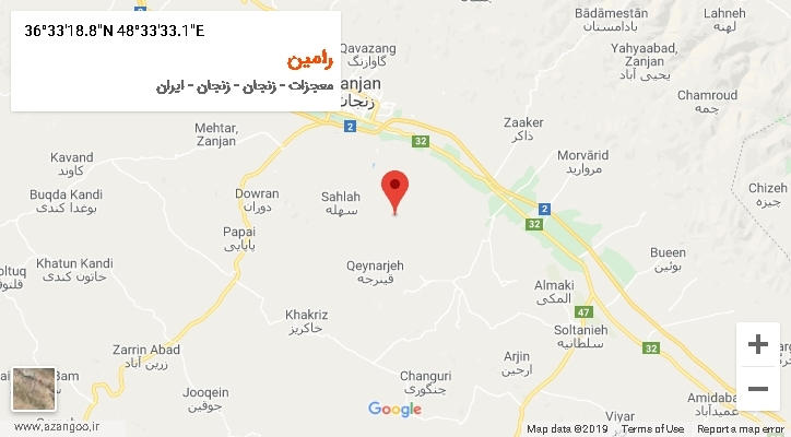 روستای رامین بر روی نقشه