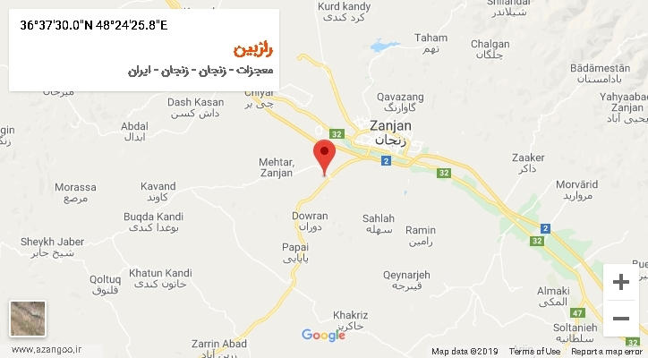 روستای رازبین بر روی نقشه