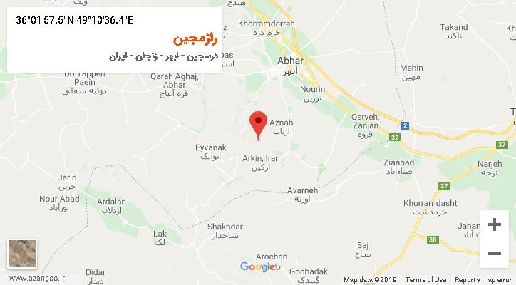 روستای رازمجین بر روی نقشه