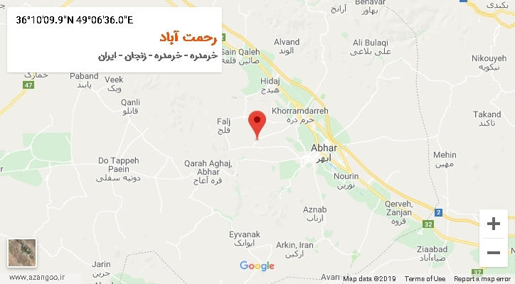 روستای رحمت آباد بر روی نقشه