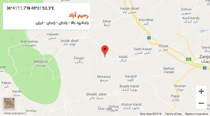 روستای رحیم آباد بر روی نقشه