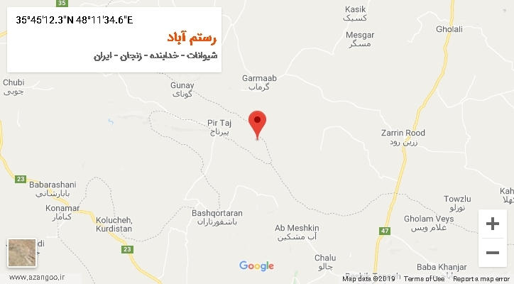 روستای رستم آباد بر روی نقشه