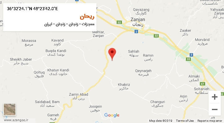 روستای ریحان بر روی نقشه