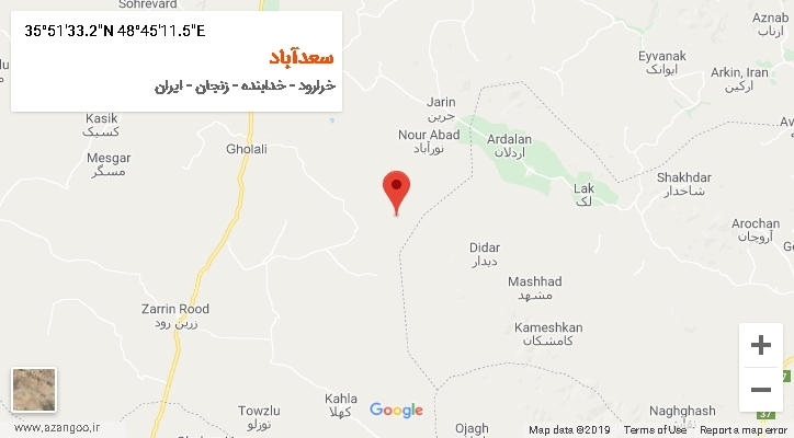روستای سعدآباد بر روی نقشه