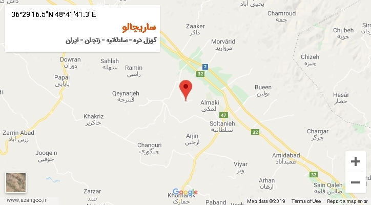 روستای ساریجالو بر روی نقشه