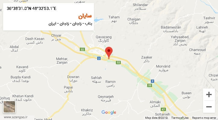 روستای سایان بر روی نقشه