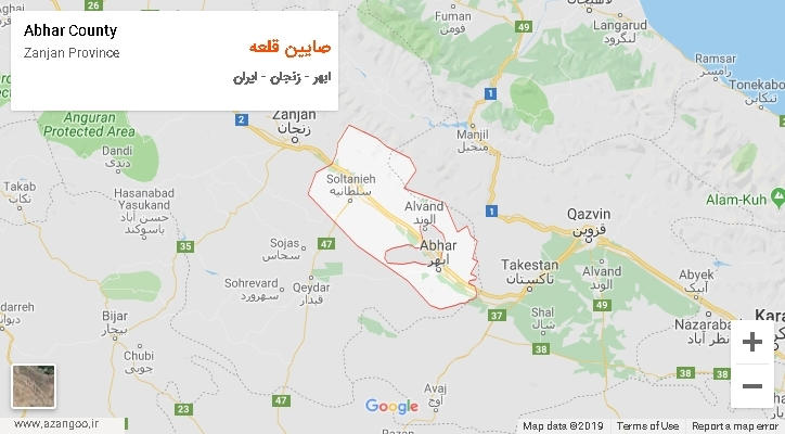 دهستان صایین قلعه بر روی نقشه