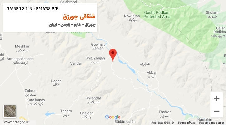 روستای شقاقی چورزق بر روی نقشه