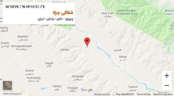 روستای شقاقی جزلا بر روی نقشه