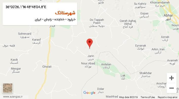 روستای شهرستانک بر روی نقشه