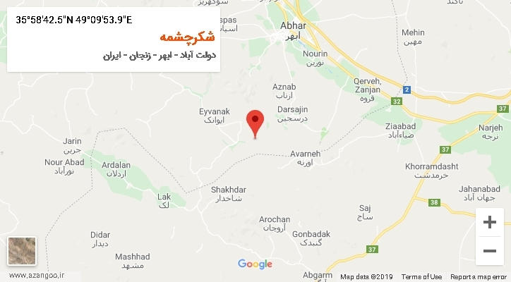 روستای شکرچشمه بر روی نقشه