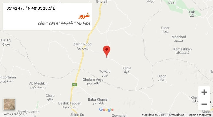 روستای شرور بر روی نقشه