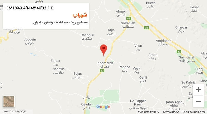 روستای شوراب بر روی نقشه