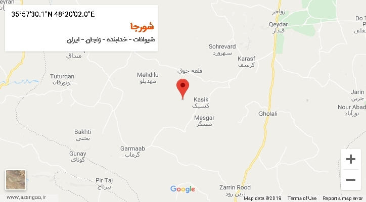 روستای شورجا بر روی نقشه