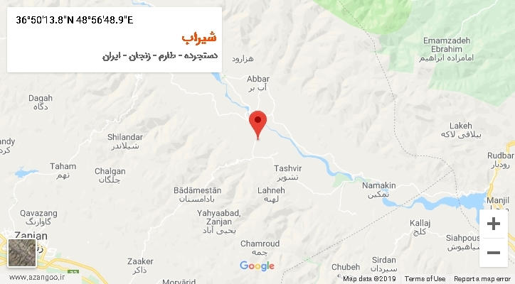 روستای شیراب بر روی نقشه