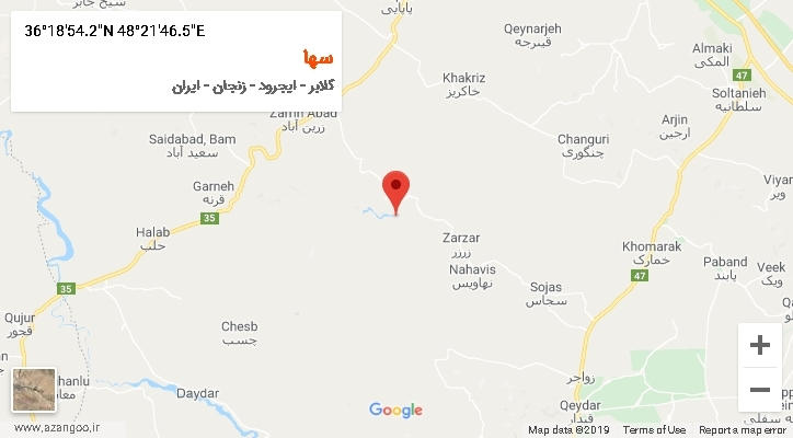روستای سها بر روی نقشه