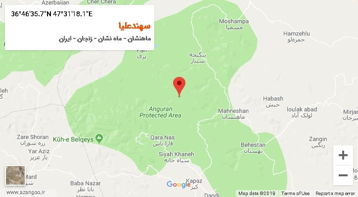 روستای سهندعلیا بر روی نقشه