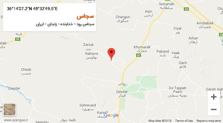 روستای سجاس بر روی نقشه