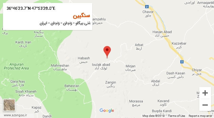 روستای سنگبین بر روی نقشه