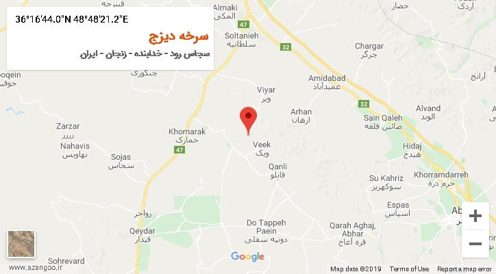 روستای سرخه دیزج بر روی نقشه