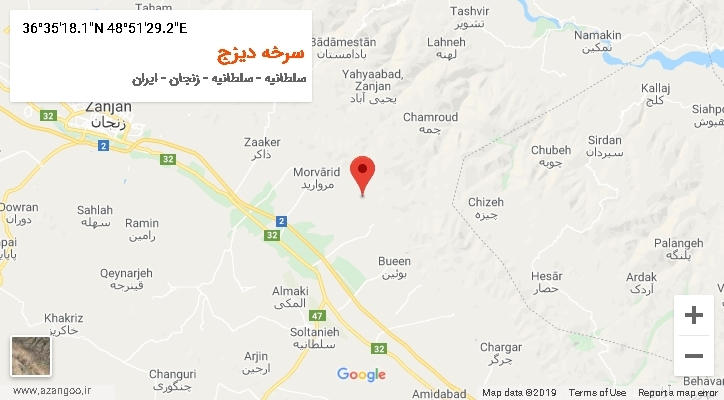 روستای سرخه دیزج بر روی نقشه