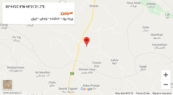 روستای سریین بر روی نقشه