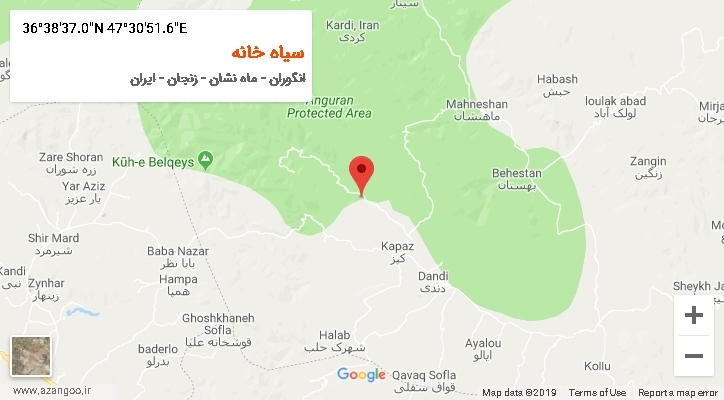 روستای سیاه خانه بر روی نقشه