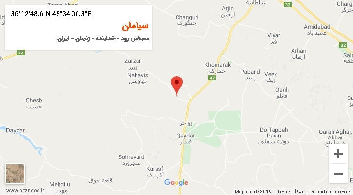 روستای سیامان بر روی نقشه