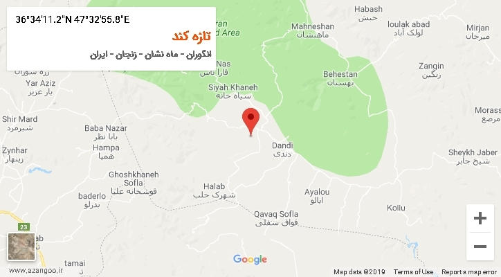 روستای تازه کند بر روی نقشه