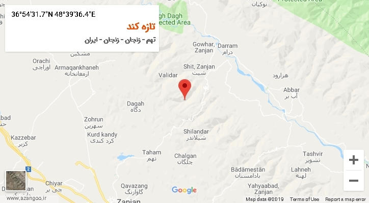 روستای تازه کند بر روی نقشه