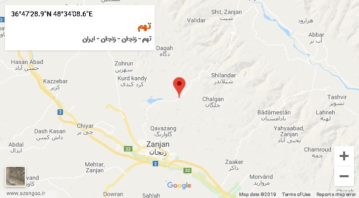 روستای تهم بر روی نقشه