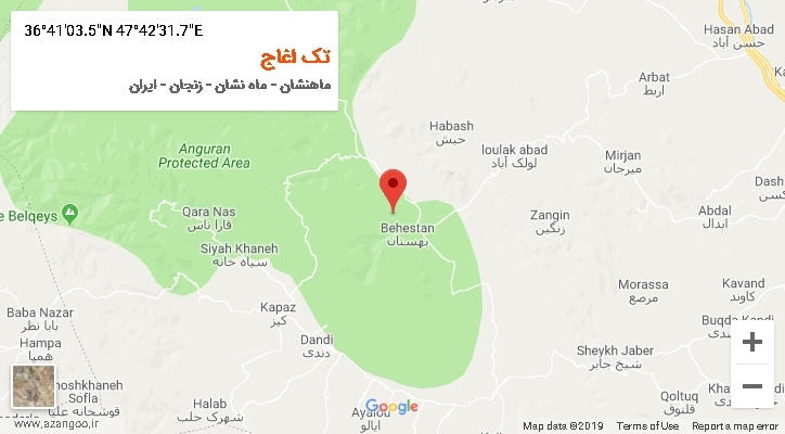 روستای تک اغاج بر روی نقشه