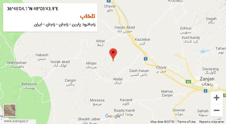 روستای تلخاب بر روی نقشه