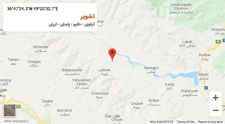 روستای تشویر بر روی نقشه