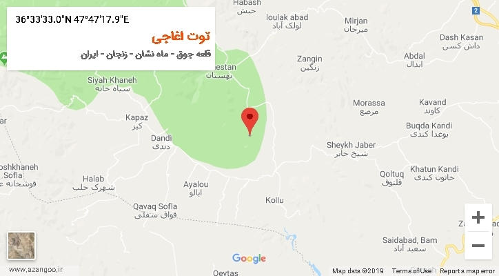 روستای توت اغاجی بر روی نقشه