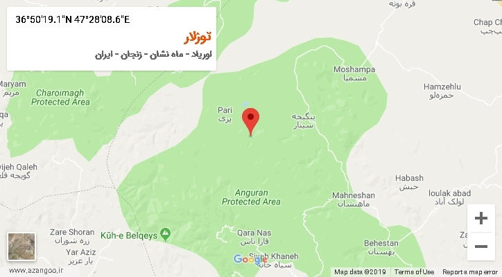 روستای توزلار بر روی نقشه