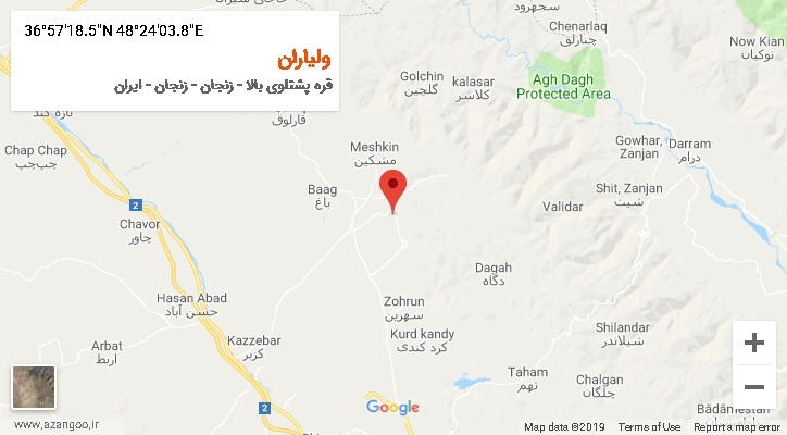 روستای ولیاران بر روی نقشه