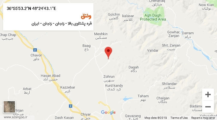 روستای وننق بر روی نقشه