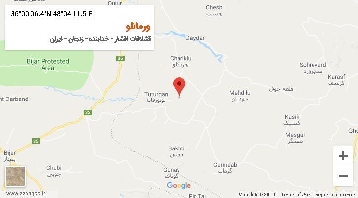روستای ورمانلو بر روی نقشه